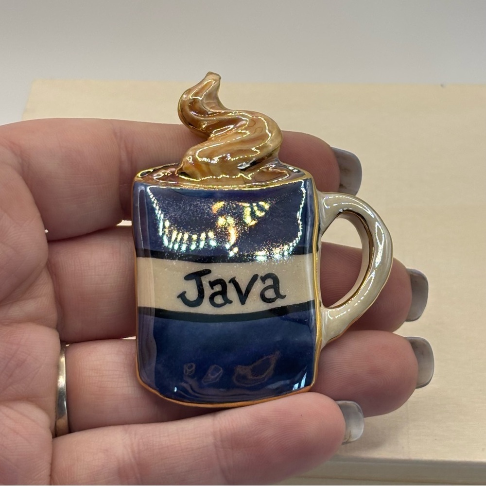 Vintage Ceramic Coffee Java Brooch - image 2